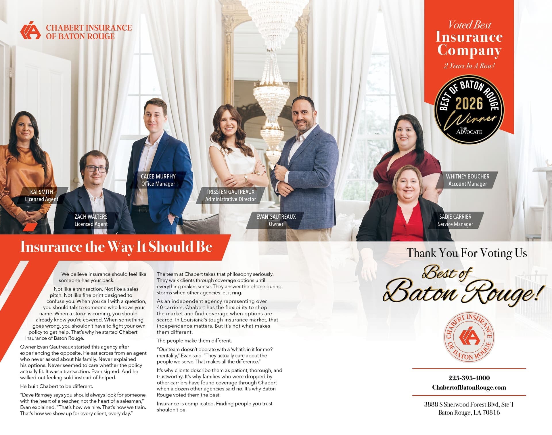 Chabert Insurance Wins 2026 Best of Baton Rouge, Back-to-Back